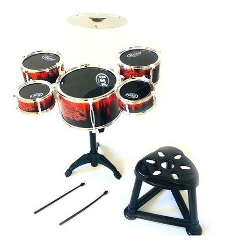 Bateria Infantil Jazz Drum 5 Tambores Platillo Y Banqueta