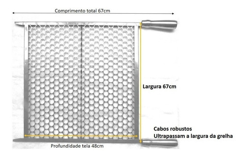 Grelha Moeda Inox 67cm Largura Para Churrasqueira Premoldada