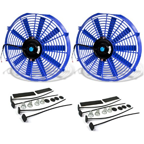 Dna Motoring Raf-14-bl+fmk-x2 Kit Ventilador Refrigeracion