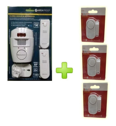 Combo Alarma Domiciliaria + 3 Alarma De Puerta O Ventana