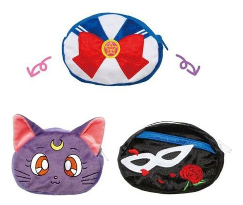 Sailor Moon Reversible Pouch Sailor Moon, Luna & Tuxedo Mask
