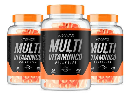 Kit 3x Multivitaminico - 180 Capsulas - Fullife Nutrition 