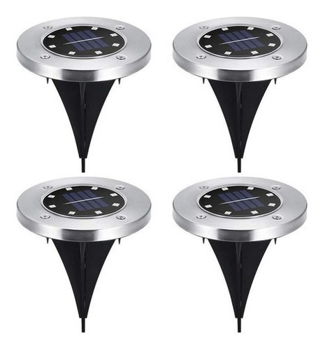 Set 4 Focos Led Carga Solar Para Jardín Con Estaca 