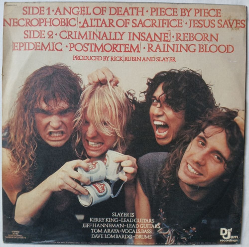 Lp Vinil Slayer - Reign In Blood - Nac., 1987, Encarte, Leia Original (Usado)