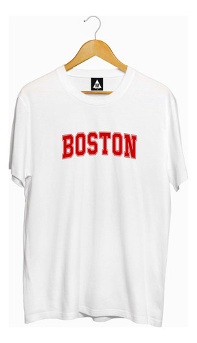 Remeras Negras Estampadas Boston Rojo Zeta Pop