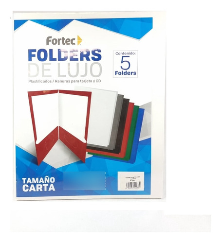 5 Folders De Lujo Fortec Plastificados Color Blanco