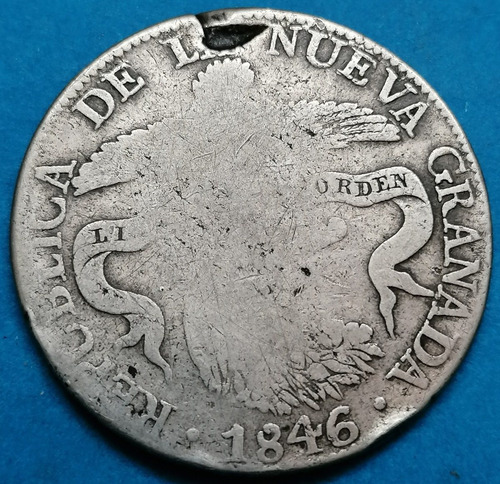 Colombia Moneda 8 Reales Plata 1846