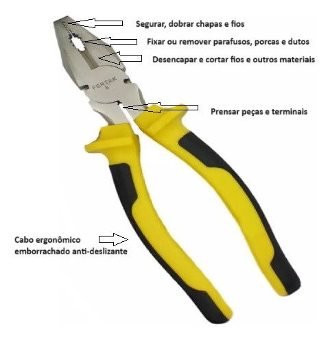Alicate Universal Profissional 8 Polegadas Fertak