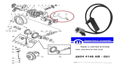 Sensor Abs Velocidad Trasero Jeep Commander 2006 Al 2010