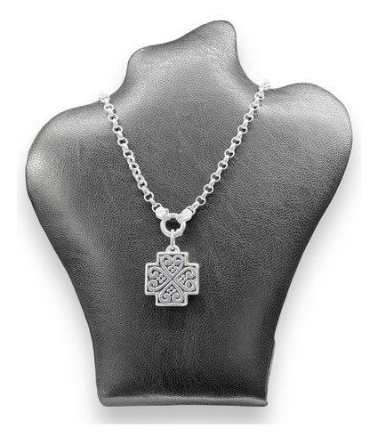 Cadena Rolo Con Dije Cruz Del Equilibrio Plata 925 (arg50033