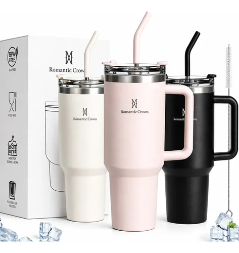 Vaso Térmico 1200ml Antiderrame Manija Sorbete Acero Inox
