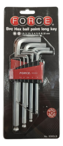 Juego De Llaves Allen 1.5-10 Mm Bola/larga Force (5093lb)