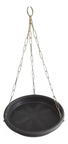 1 Prato Preto 20cm P/ Xaxins Samambaias Com Corrente 54cm