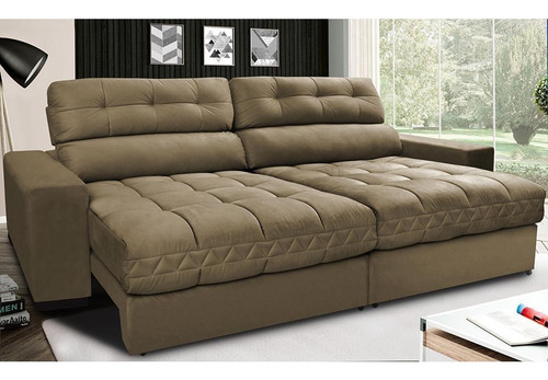 Sofá Retrátil Recli Pocket Cama Inbox Master 2,52m Castor