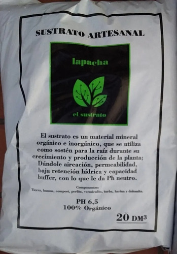 Sustrato La Pacha 100% Organico Completo Tierra Abono 20 Dm3