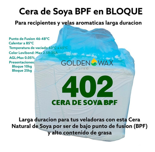 Cera De Soya Bpf Para Velas Aromaticas Ecologica Paq  15kg