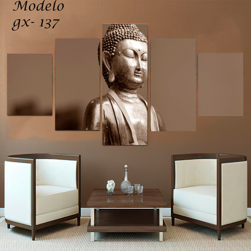 Cuadro 5 Piezas Escultura Hermosa Hindu Buda 150x80cm