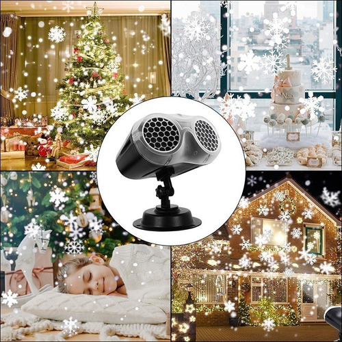 Proyector Luz Navideña 3d Copos Nieve Con Mando A Distancia