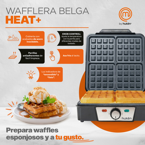 Waflera Eléctrica Masterchef Mk-wm-4 Color Gris 120v