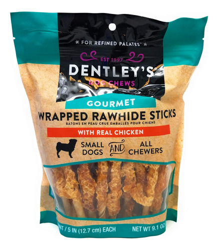 Dentley's Gourmet Wrapped Rawhide Sticks Dog Treats - Pollo 