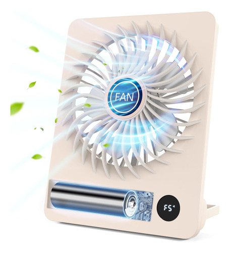 Ventilador De Escritorio Tertran Recargable Con Pantalla Led