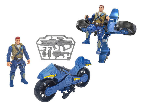 Muñeco Policia Swat Con Moto + Armas + Accesorios Tipo Gijoe