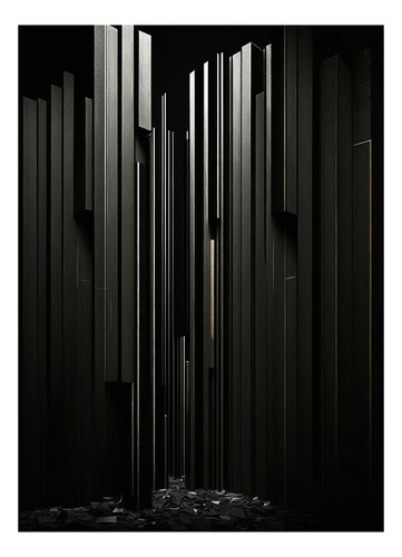 Quadro 3d Grande Tela Abstrato Moderno Preto Sala 180x110