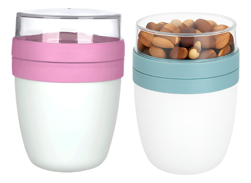 Pack 2 Vasos De Yogurt Cereales Frutas 650ml Titiz+ Cuchara