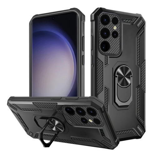 Funda Para Zte A71 Robot + Ring Metálico Negro