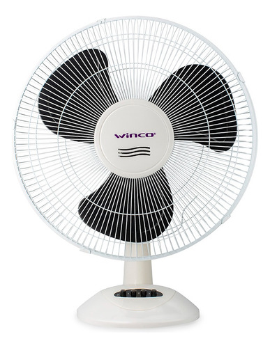 Ventilador de mesa Winco W326ia blanco con 3 palas color negro, 16" de diámetro 220 V
