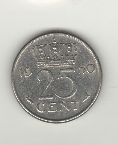 Holanda Moneda De 25 Centavos Año 1950 - Km 183 - Vf+