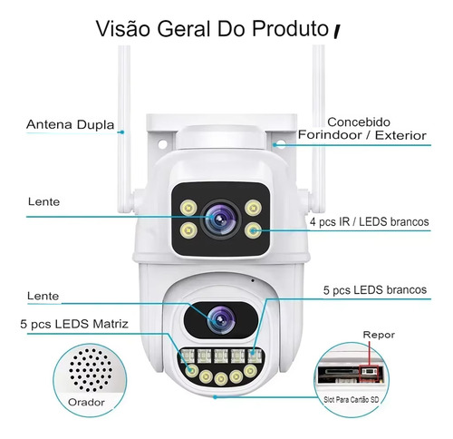 Kit 2 Câmera Segurança Wifi A33h App Icsee Lente Dupla 6mp Cor Branco