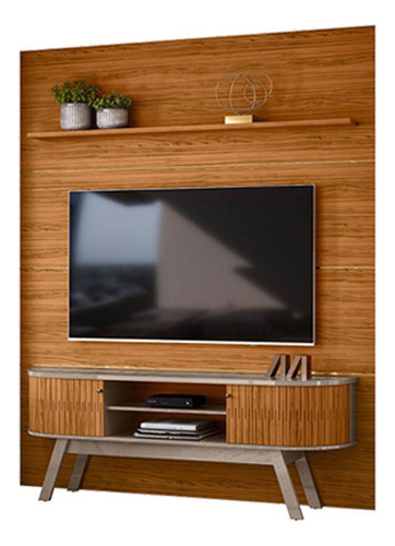 Estante Home Theater Com Bancada Laguna Fendi Naturale Cor Fendi/ Naturale