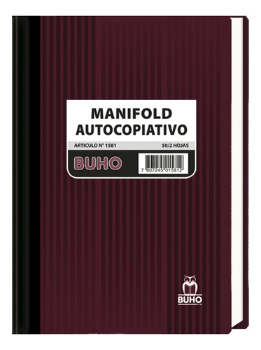 Libro Obra - Manifold Duplicado Autocopiativo 50h Búho Color Burdeo