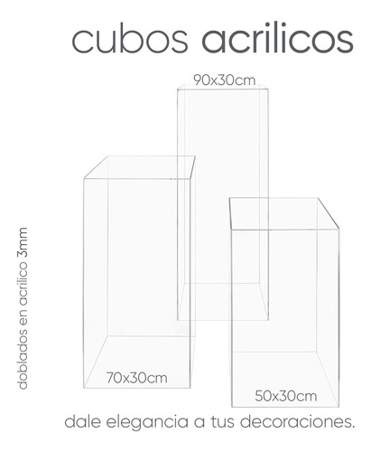 Juego De 3 Cubos Acrilicos Doblados