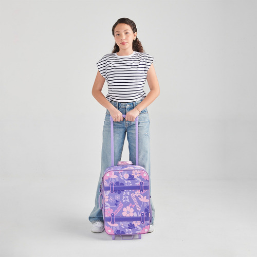 Mochila Grande Con Ruedas Chenson Happy Girl Bagster Niña Violeta Liso