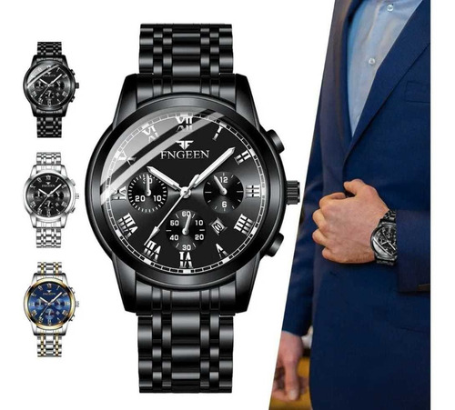 Reloj Nuevo Original Con Fechador Correa Metálica Hombre (Reacondicionado)