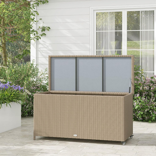 Caja De Cubierta 83 Galones Mimbre Impermeable Con Ruedas