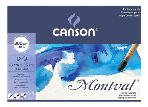 Bloco Canson Montval Aquarela Profissional 300g A5+12 Folhas