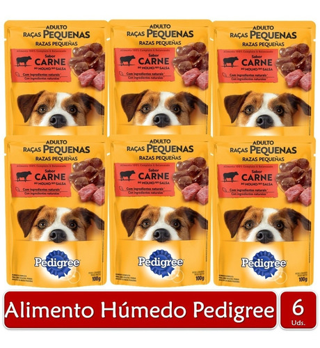 Imagen 1 de 2 de Alimento Húmedo Pedigree Razas Pequeñas Carne 100gr X6 Uds