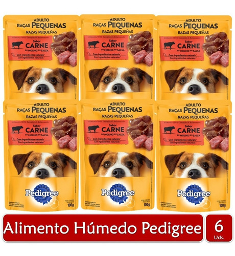 Alimento Húmedo Pedigree Razas Pequeñas Carne 100gr X6 Uds