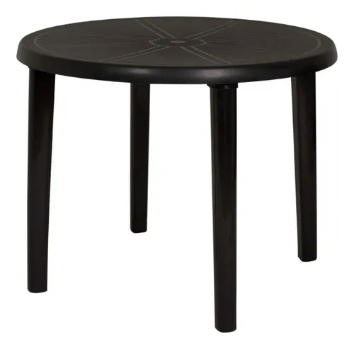 Mesa Plástico Pvc Jardín Redonda Mor Negra Patas Desmontable
