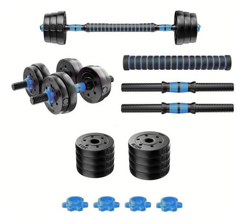 Set Mancuernas 10 Kg Ajustables + Barra Adicional / Pesas 