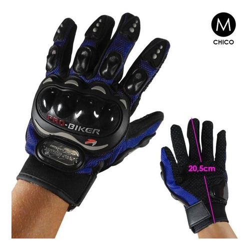 Guantes Pro Biker Azul Talla M Mediano Motociclismo Neopreno