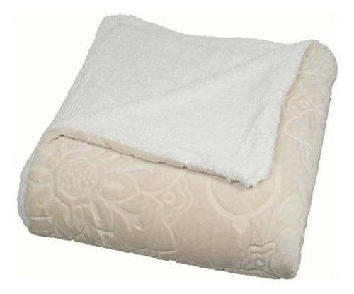 Lavish Home Floral Etched Fleece Blanket With Sherpa, Twin