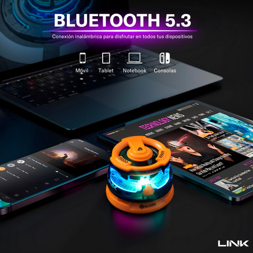 Parlante Bluetooth Portátil Aliver Link Magnético Imán Potencia Calidad Volumen Con Anillo Magnetico Magsafe Naranja