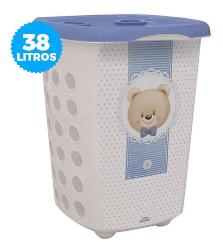 Cesto De Roupas Infantil Plasútil 38l Urso Azul - 008437