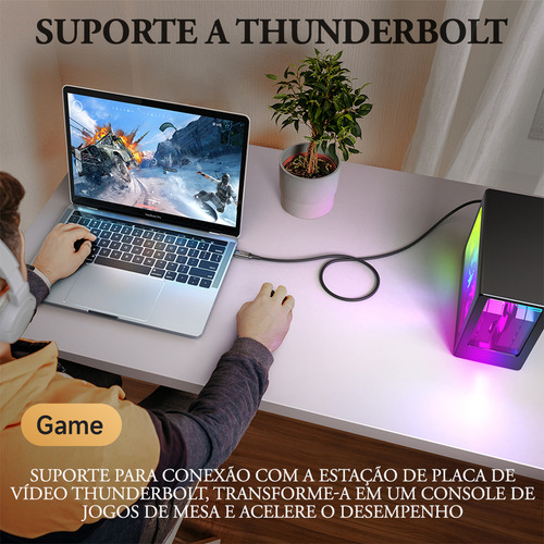 Cabo Usb 4.0 40gbps Thunderbolt Tipo C Pd 240w P/ Ps5 Mac 1m