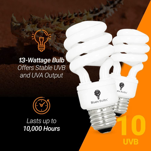 2 Pack 13-watt Reptile Bulb Desert Uva Uvb Light - 10.0 Uvb