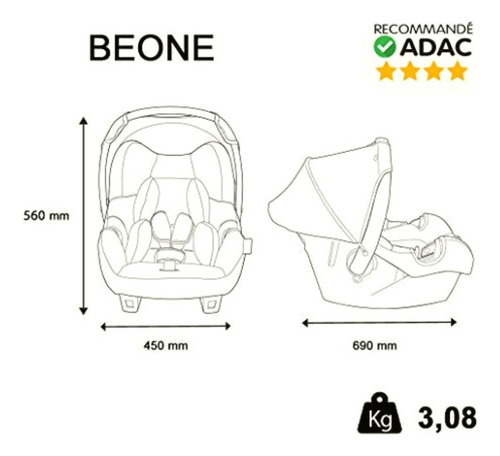 Safe System Autoasiento Beone Grupo 0+ (0-13kg) Made In